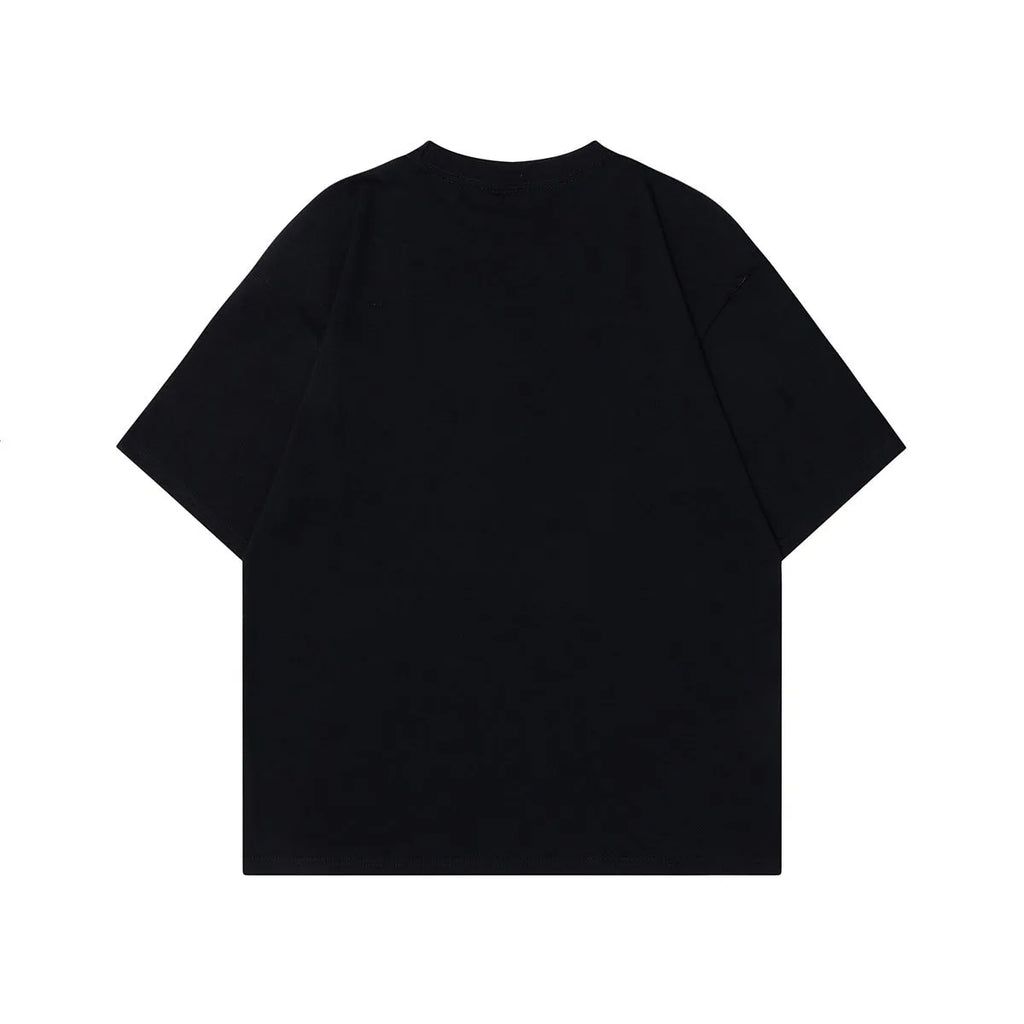 Men's grey cotton T-shirt with retro character design print and short sleeves