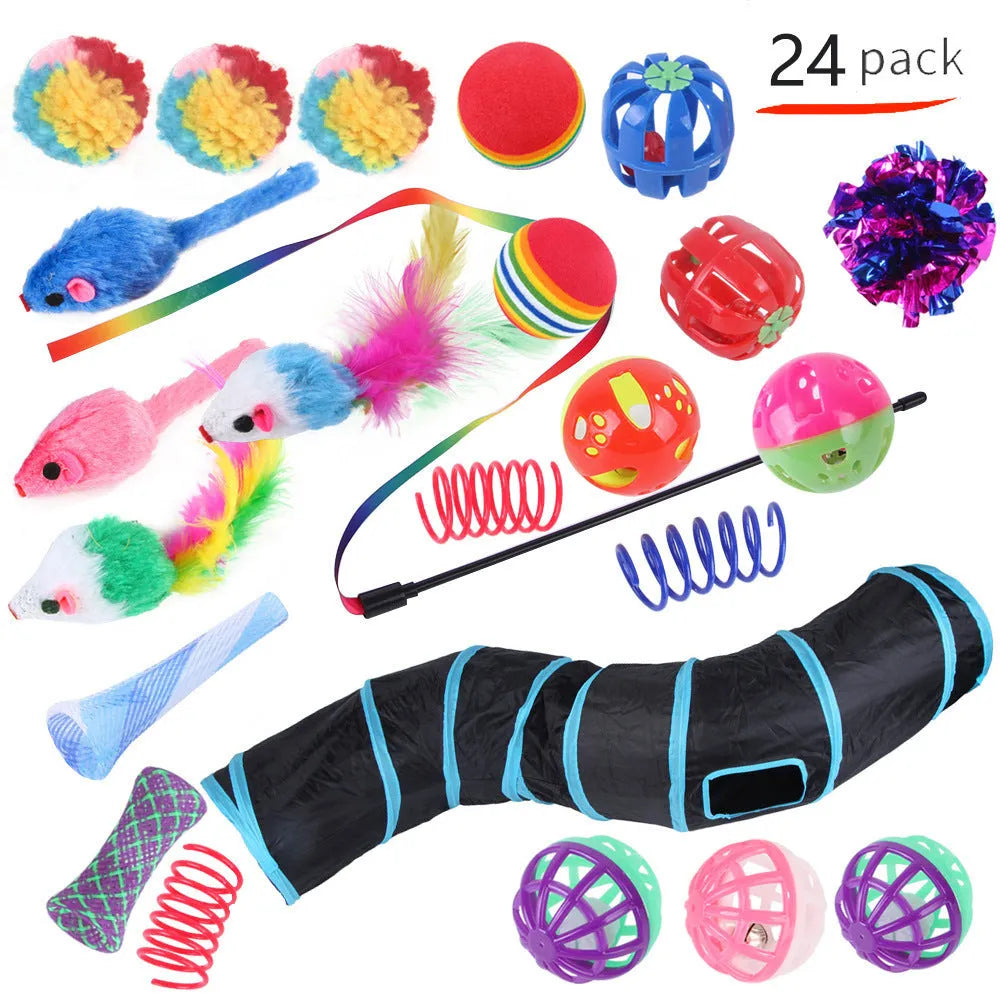 Plastic cat channel toy maze with colourful tracks and accessories for feline play