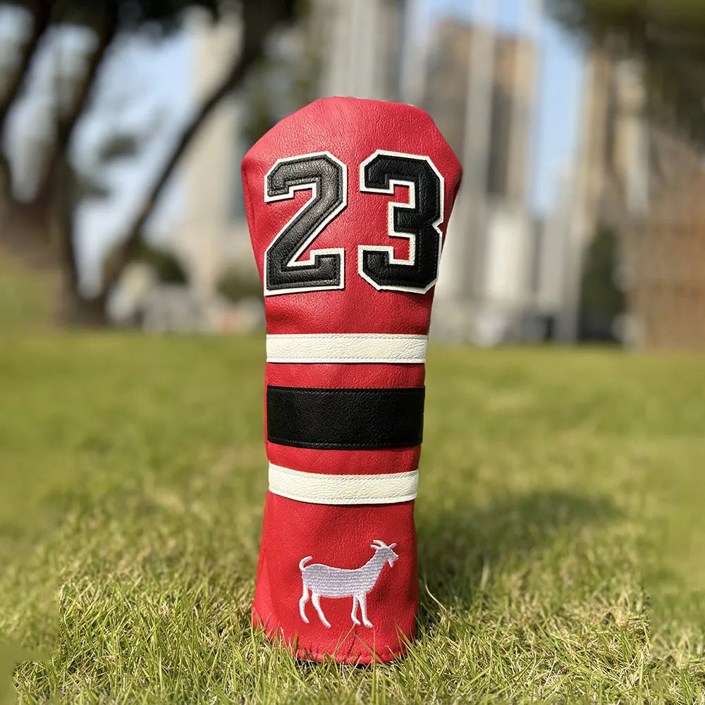 Ram No 1 fairway wood and square putter headcover set in black, red, white, or yellow PU material.