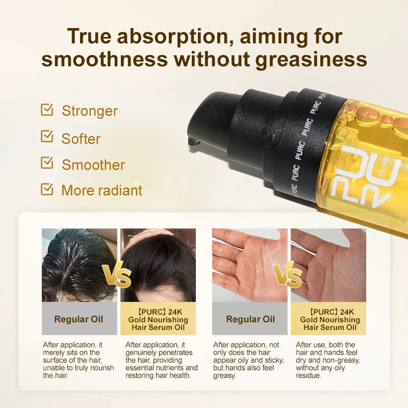 Yellow 50ml hair care essential oil bottle for scalp control and frizz improvement.