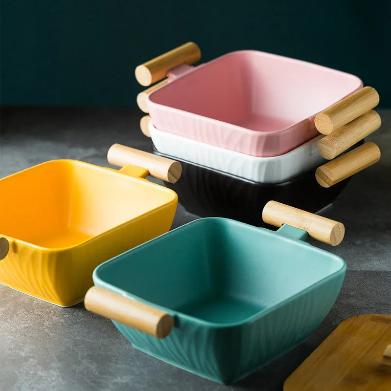 Porcelain bowl with lid in irregular shape design available in multiple colours