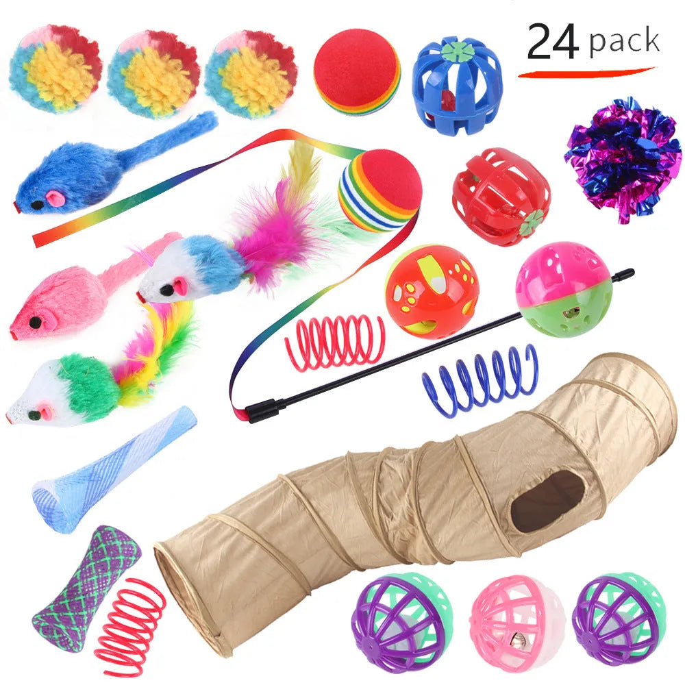 Plastic cat channel toy maze with colourful tracks and accessories for feline play