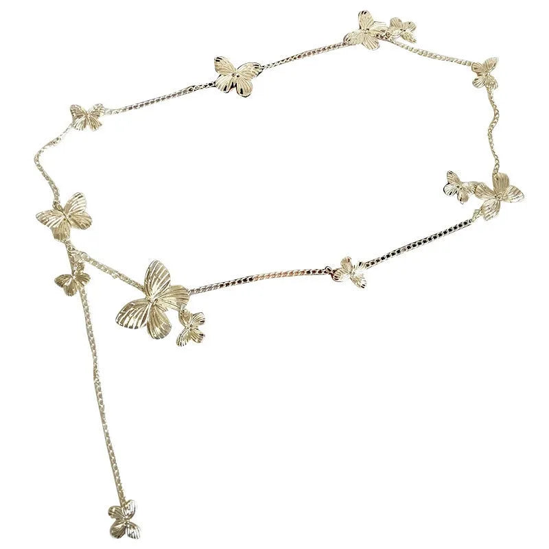 Butterfly design waist chain in gold or silver colour with 104cm length