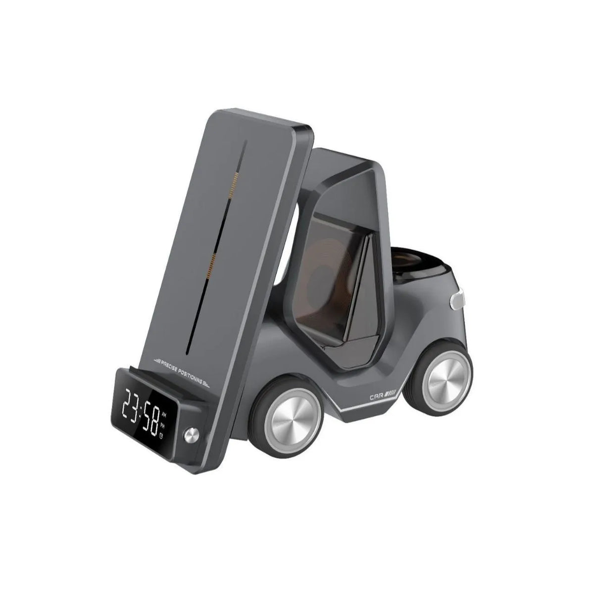 15W three-in-one wireless charging bracket for mobile phones in grey white yellow orange colours