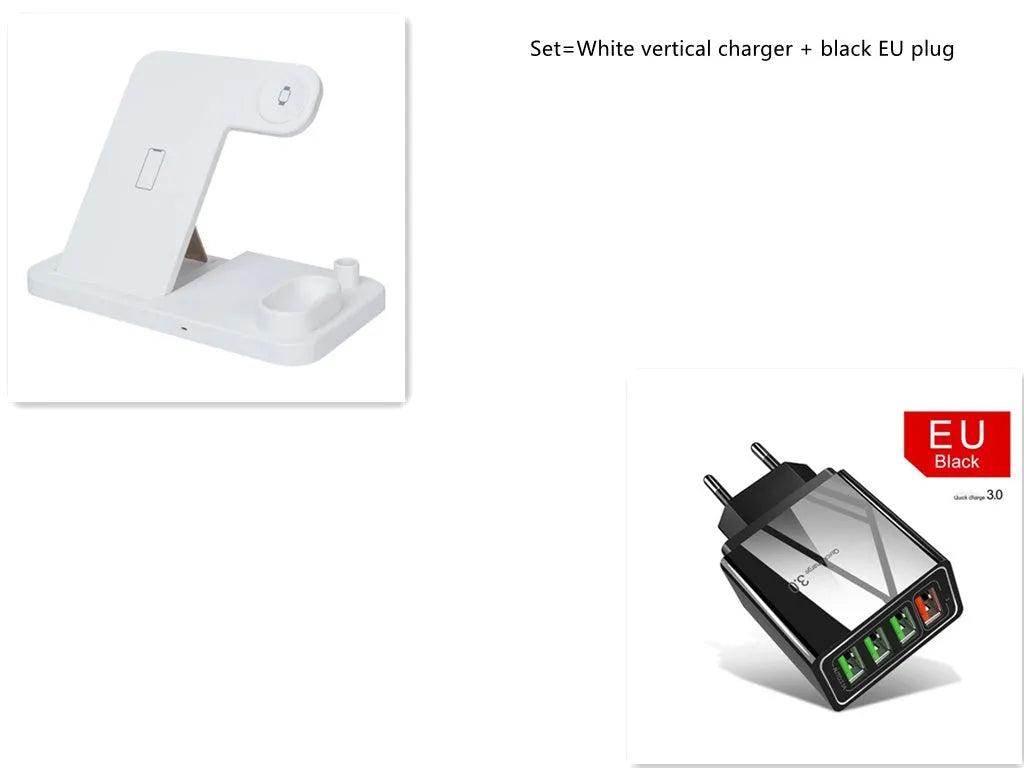 4-in-1 wireless charging station with adjustable stand for Apple Watch, iPhone, AirPods, and Apple Pencil
