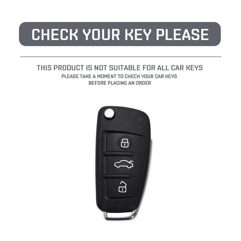 Carbon fibre style car key cover in carbon and white colours with mirror element