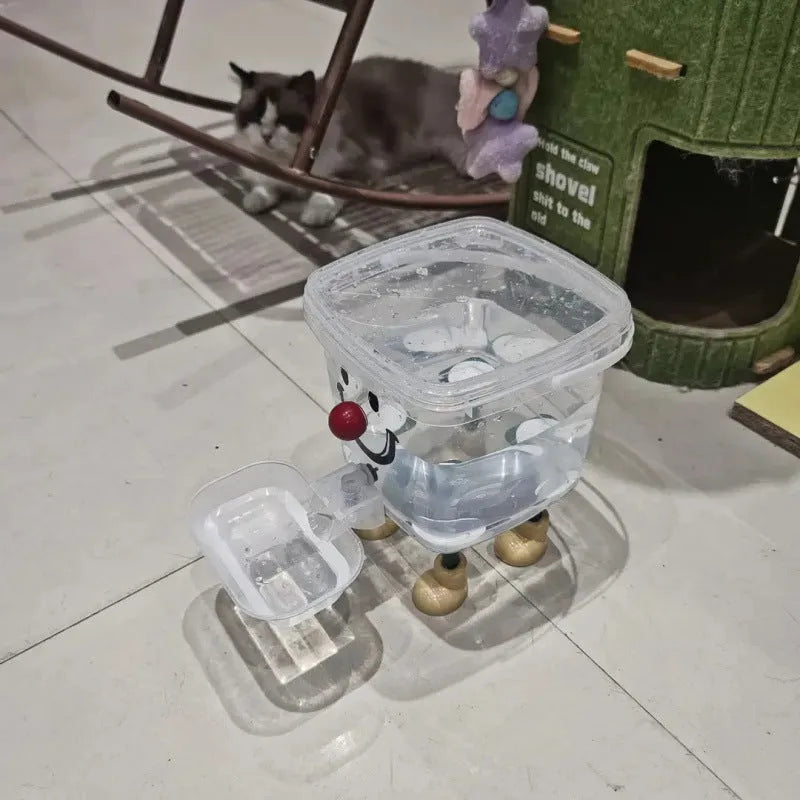 Automatic cat water dispenser in ABS, 3L, red nose yellow green feet or yellow nose orange white feet