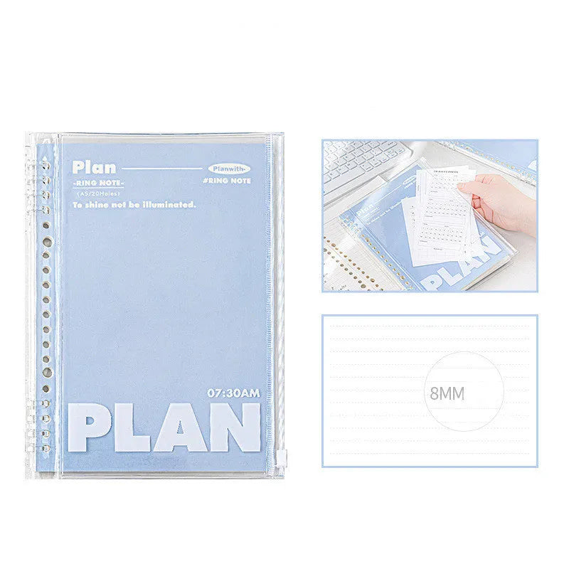 A5 PVC spiral bound notebook in blue or white colour for storing loose papers