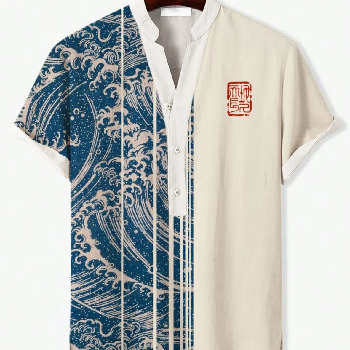 Men's short sleeve shirt with 3D digital animal print design in polyester fabric