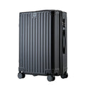 Hard-shell aluminium frame suitcase in avocado green with USB port and universal wheels.