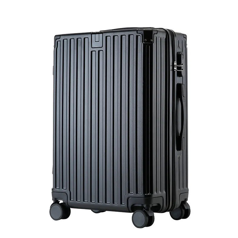 Hard-shell aluminium frame suitcase in avocado green with USB port and universal wheels.