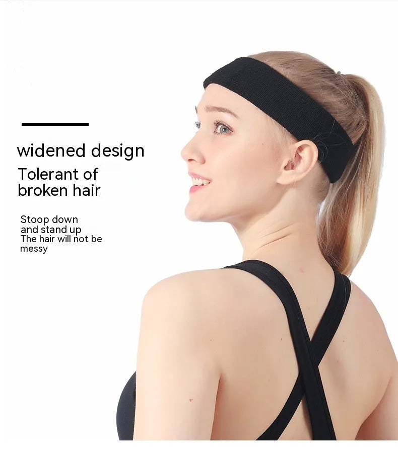 Solid colour elastic sports sweatband for running and gym workouts.