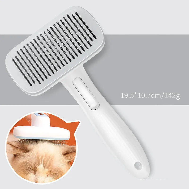 Automatic pet hair removal comb with needle brush system in blue colour option