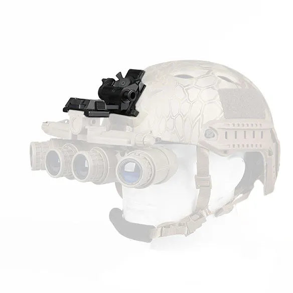 Metal alloy L4 G24 night vision helmet mount with breakaway base in dark earth sand colour