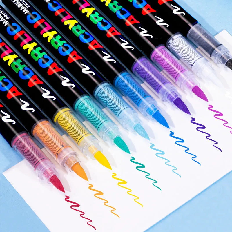Set of acrylic marker pens with soft tips for art painting and graffiti work
