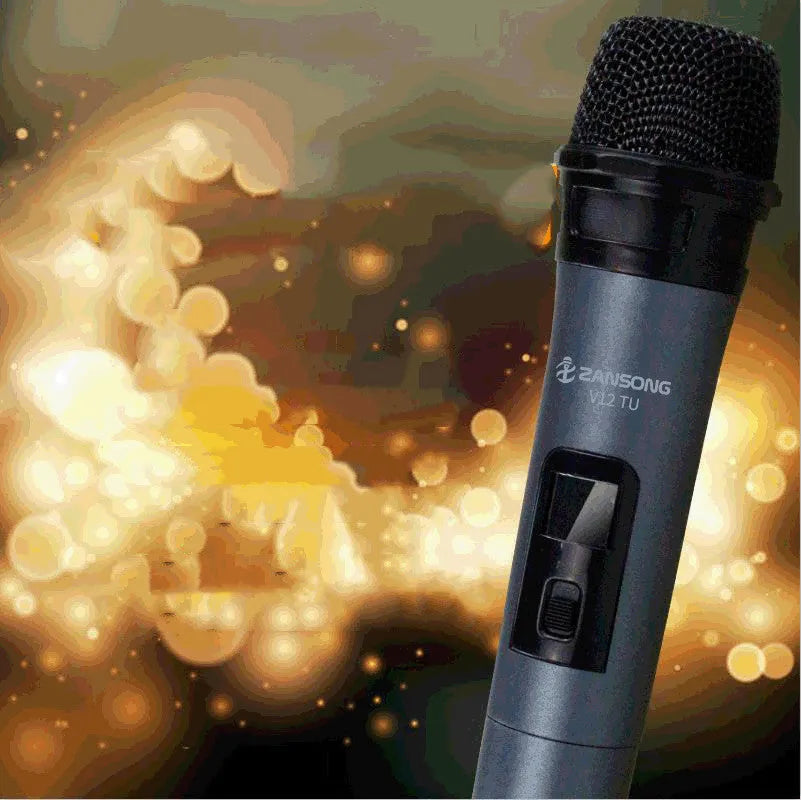 Black ZANSONG V12 dynamic wired handheld microphone with USB receiver and cables