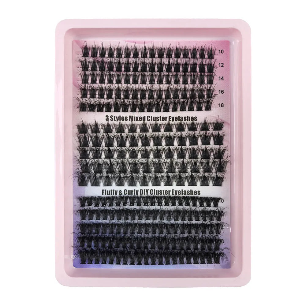 Black large capacity eyelash storage box showing dimensions and false eyelash organisation