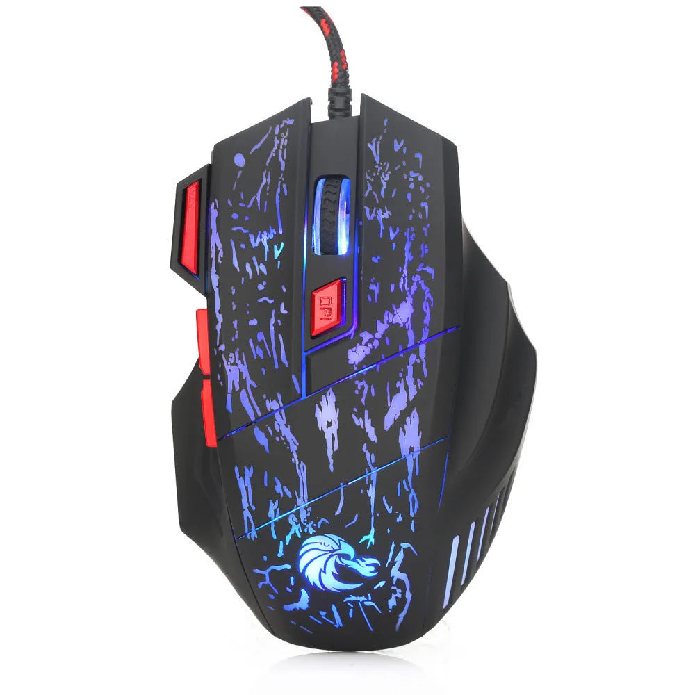 H300BK colour wired gaming mouse with luminous lighting effects on desktop