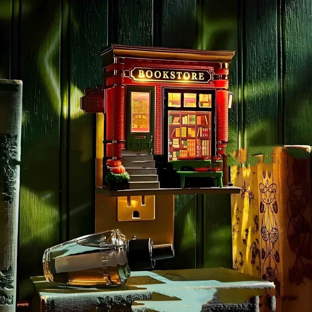Resin cartoon Christmas house night lamp ornament with small decorative light