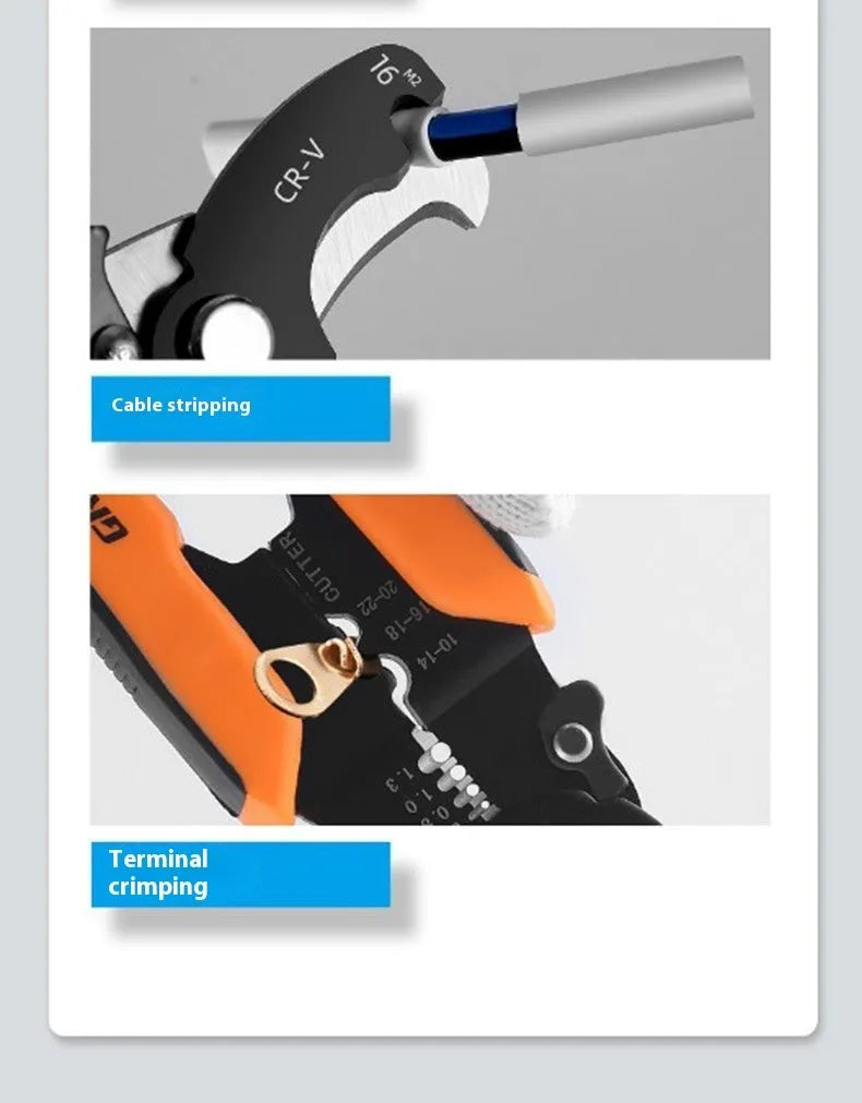 Fully automatic wire stripping pliers with high carbon steel blades for electricians