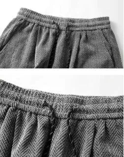 Plus-size women's fleece-lined straight-leg casual trousers in light grey with elastic waist