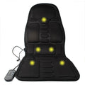 Black heating massage mat with infrared physiotherapy function and a connected seat cushion.