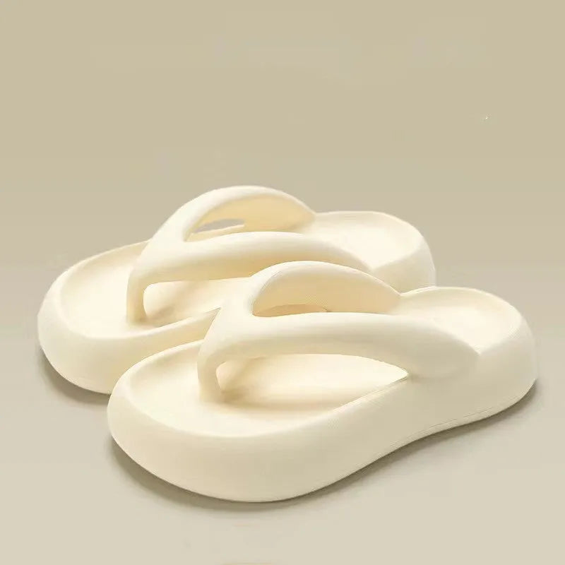 Solid colour EVA flip-flops with thick sole and bow detail in five colour options