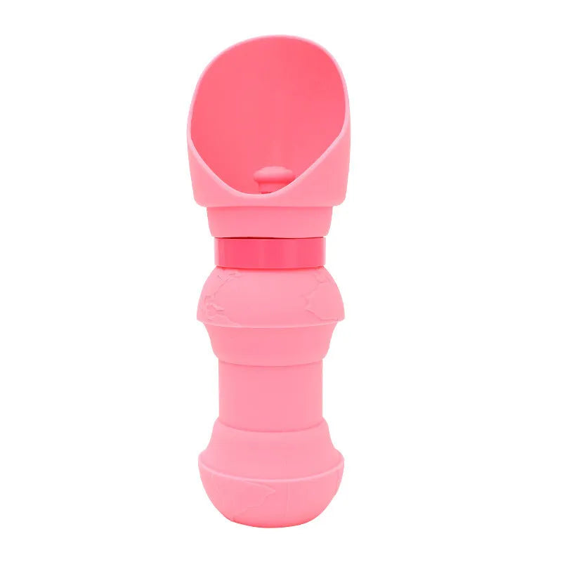 Green silicone folding pet water cup shown open and collapsed, with 350ml and 550ml size options.