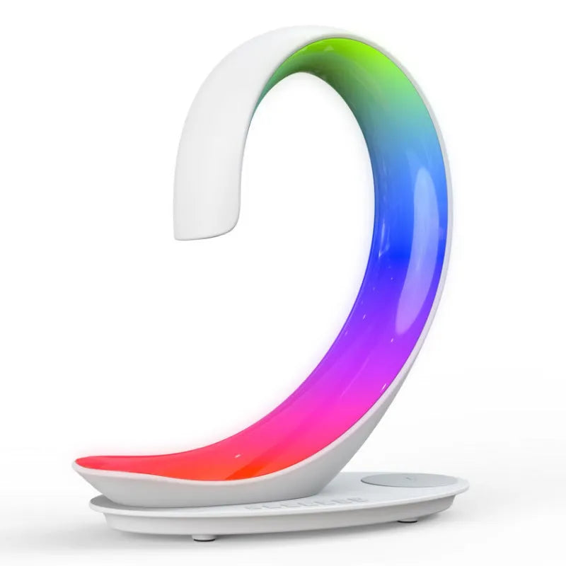 White swan shaped desktop atmosphere light with colourful LEDs and built-in Bluetooth speaker