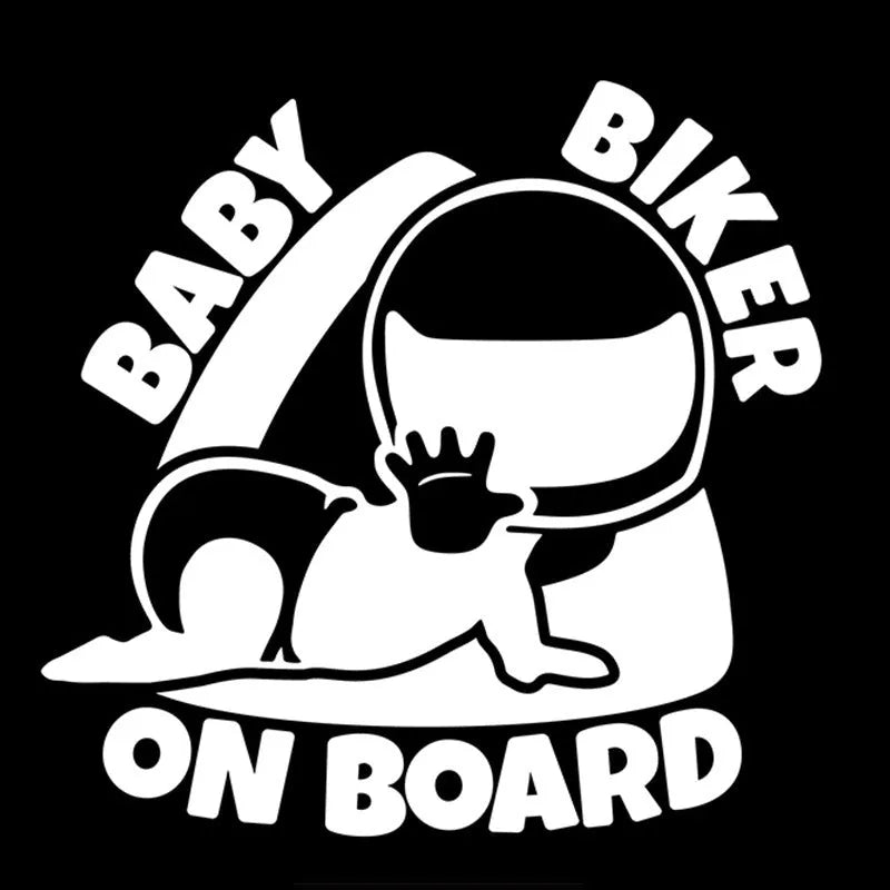 Reflective Baby On Board car sticker in black or white, 14.5 x 15 cm