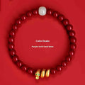 Handmade cinnabar snake zodiac bracelet with roll snake beads in Chinese style