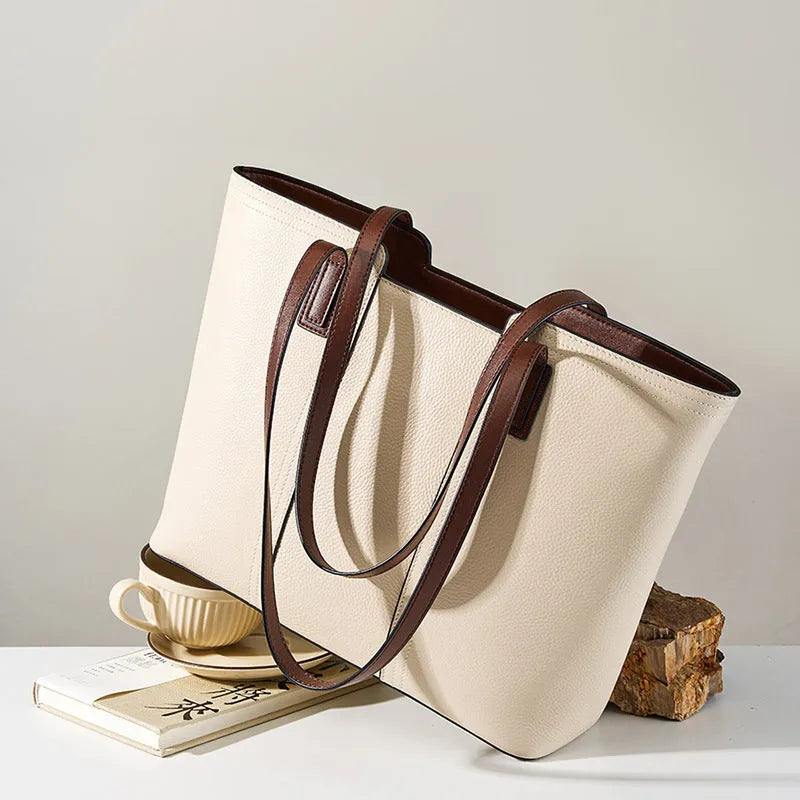 Women's genuine leather crossbody bag with horizontal square design and single shoulder strap