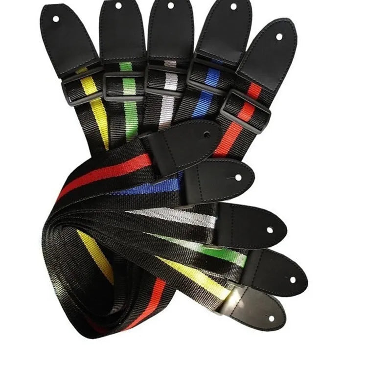 Woven crossbody guitar strap for electric, bass, folk guitar, and ukulele in multiple colours.