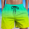 Men's grey gradient print mesh sports shorts on a white background.
