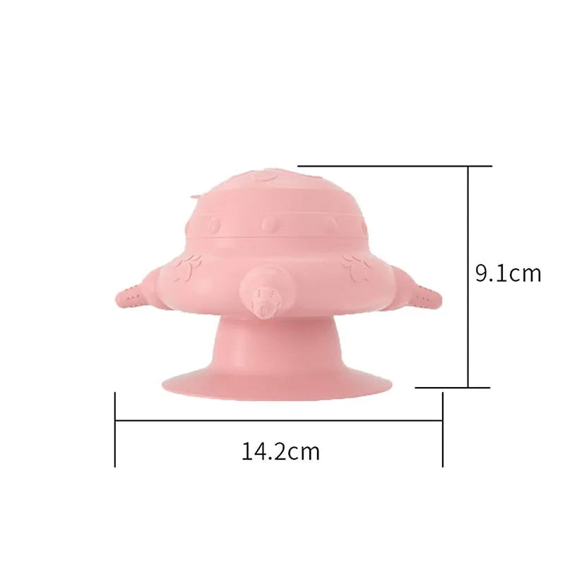 Pink silicone pet nursing device with bionic breast design and four nursing pacifiers