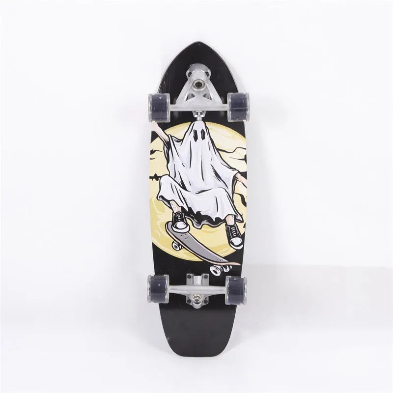 White wooden street scooter with 31-inch maple deck and urethane wheels