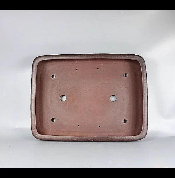 Handmade rectangular purple clay flower pot with antique finish for indoor plants