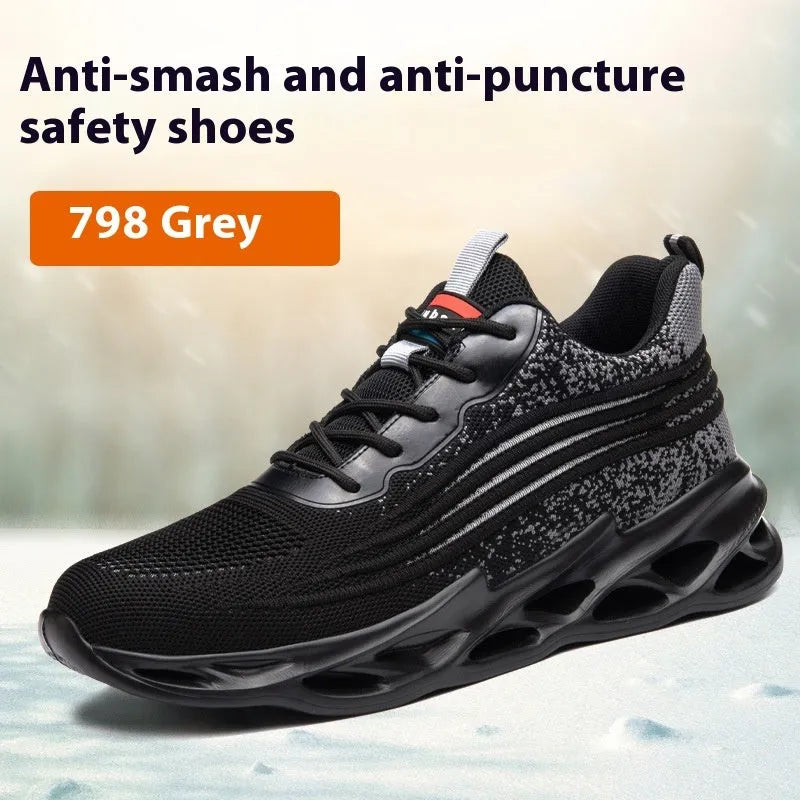 Lightweight safety work shoes with anti-smash puncture protection in multiple colour options