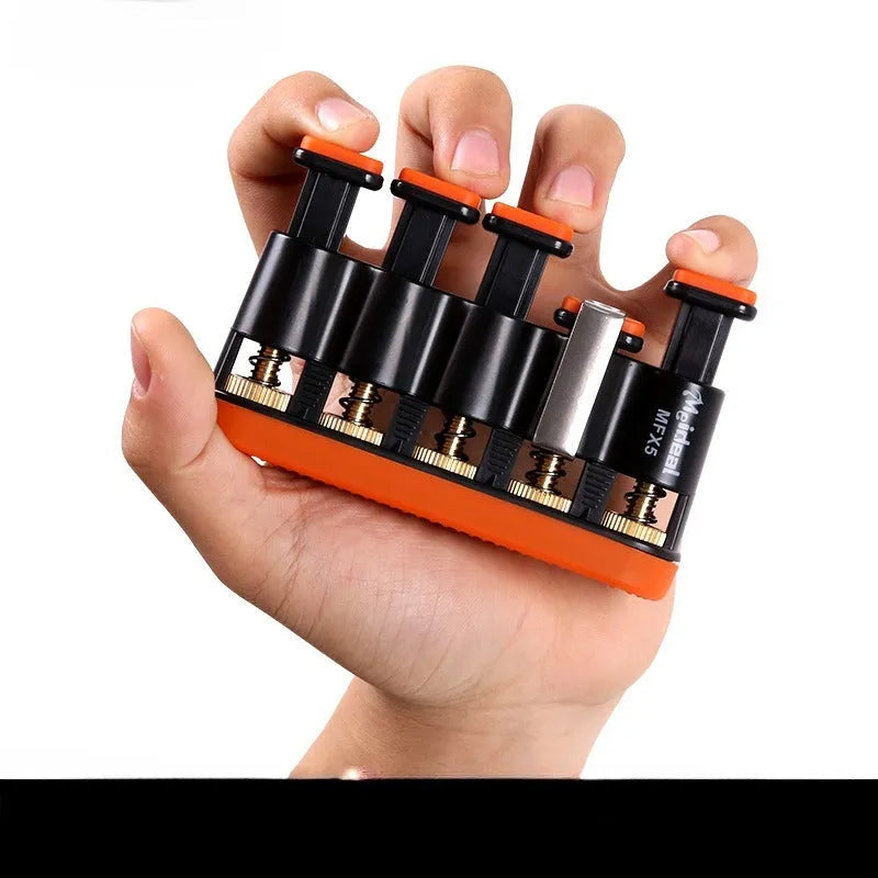 Grey and orange non-slip silicone finger trainer for hand muscle development