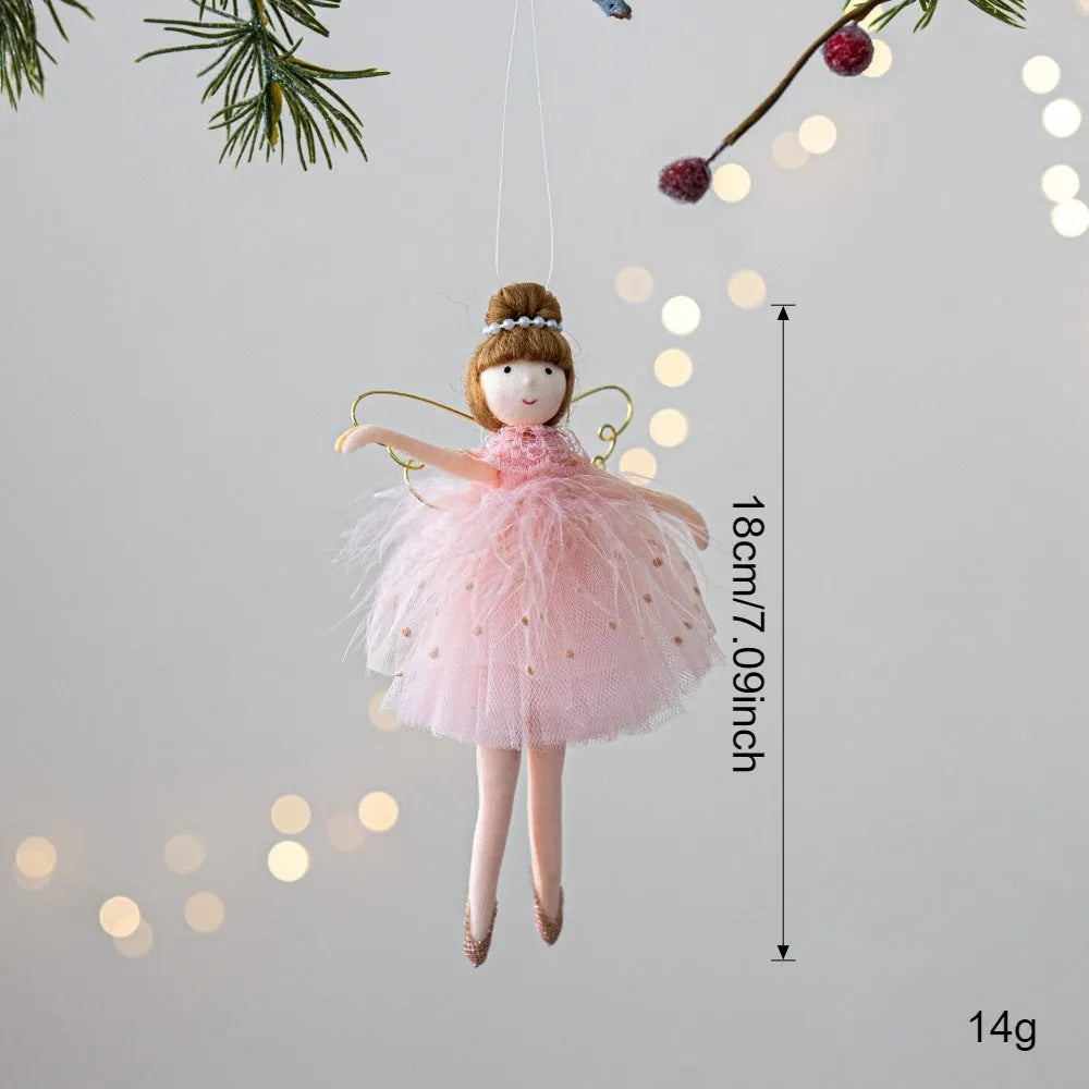 Pink and white ballet girl angel plush doll decorative toy
