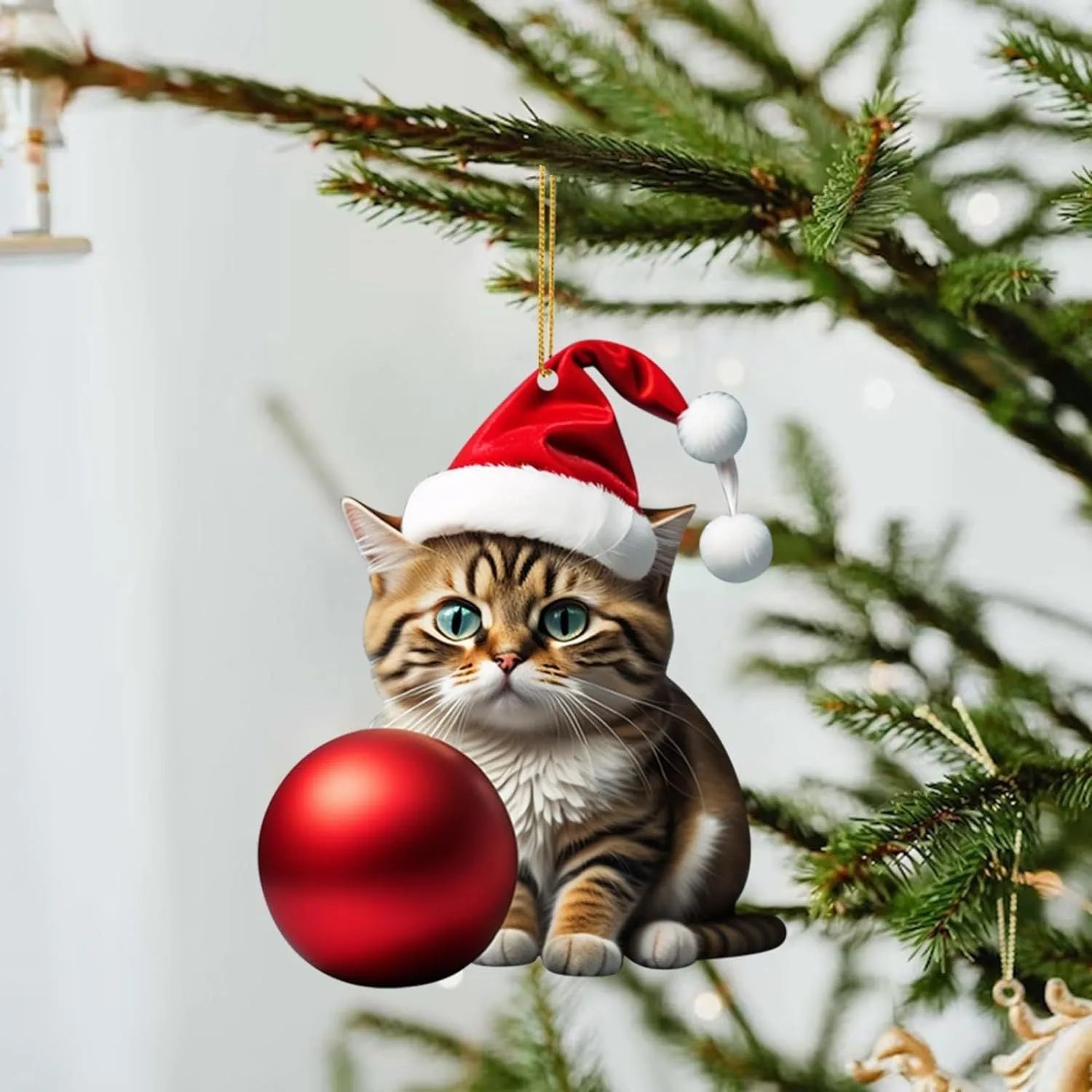 Christmas cartoon kitty car hanging ornament in acrylic with colourful design options