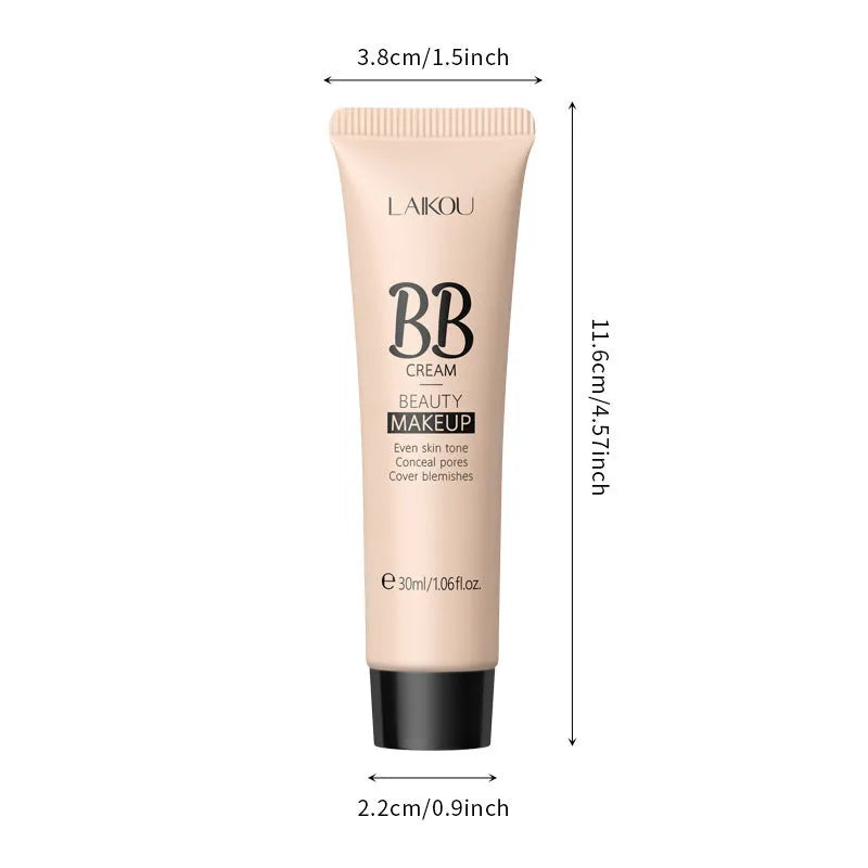 BB cream tube in 30ml size showing nine colour shades from light ivory to deep brown