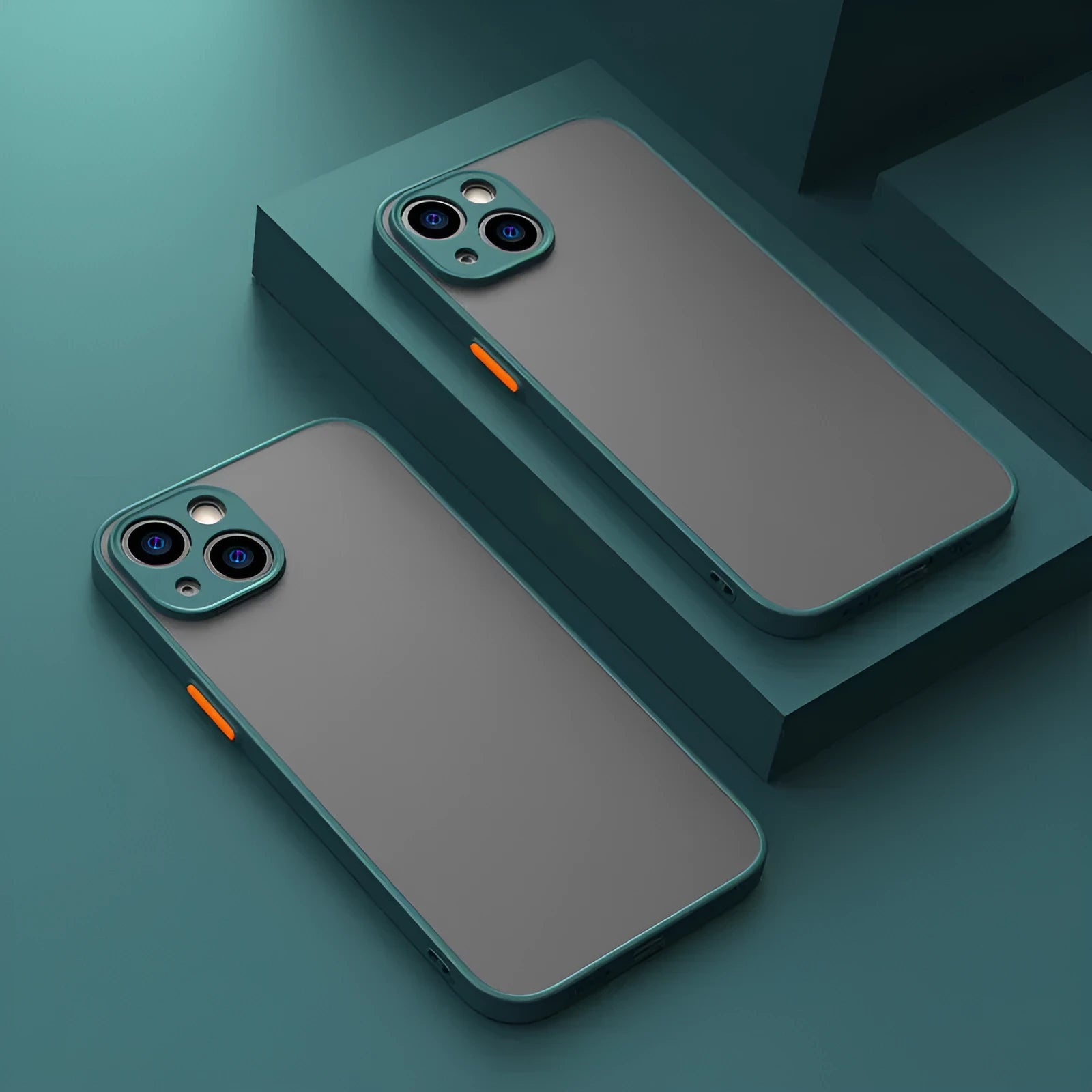 Frosted hard iPhone case with full lens protection in dark night green colour