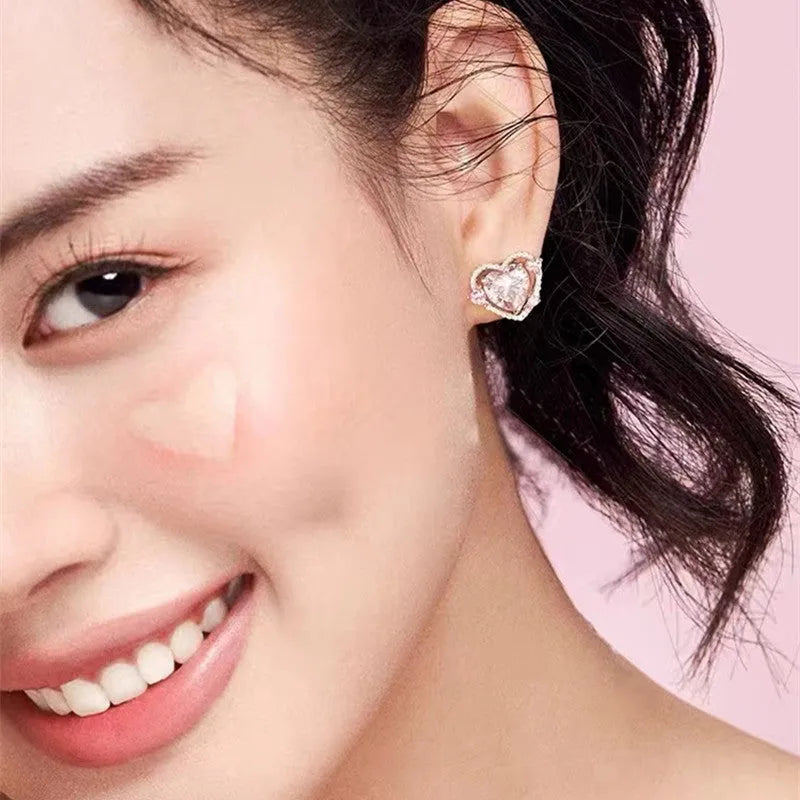 Guardian Heart Stud Earrings for women showing white K colour heart shape on copper base