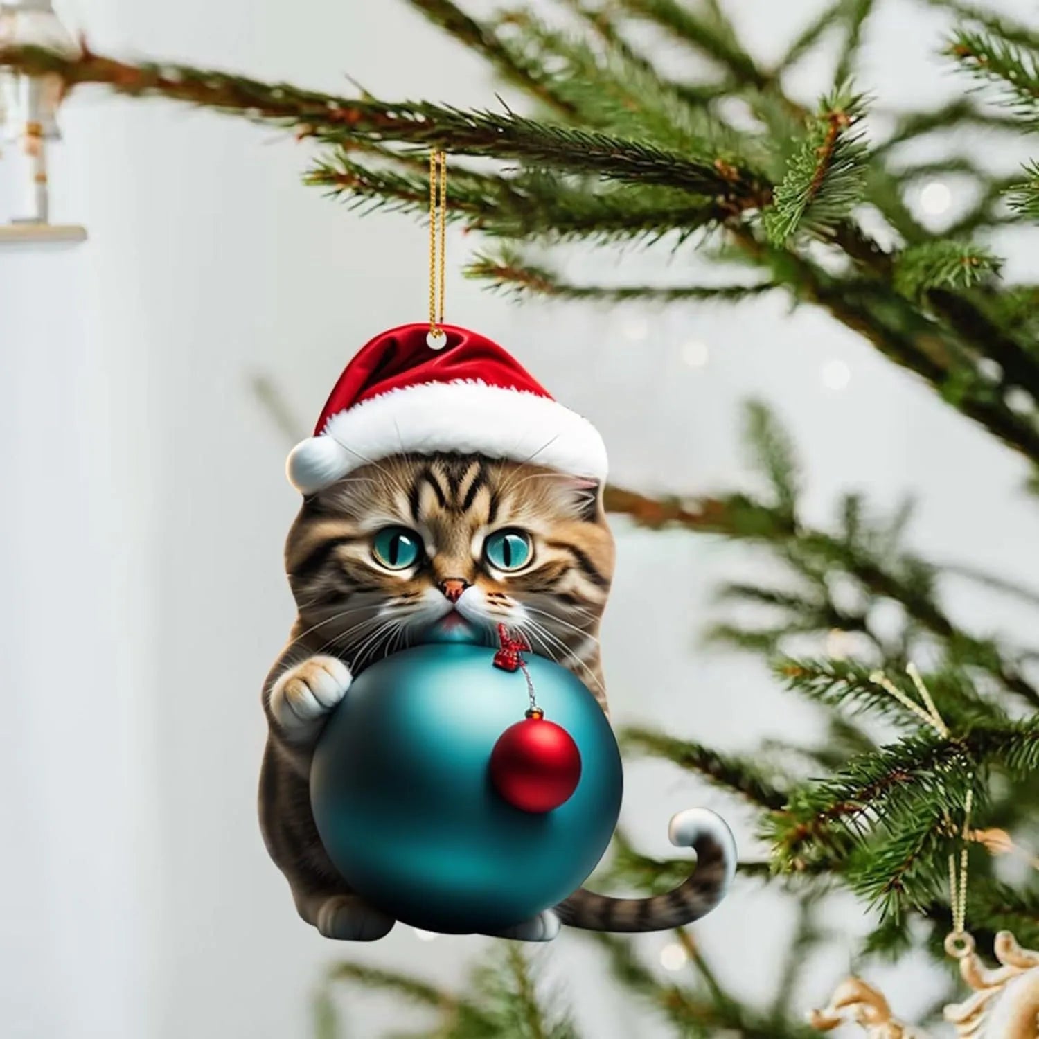 Christmas cartoon kitty car hanging ornament in acrylic with colourful design options