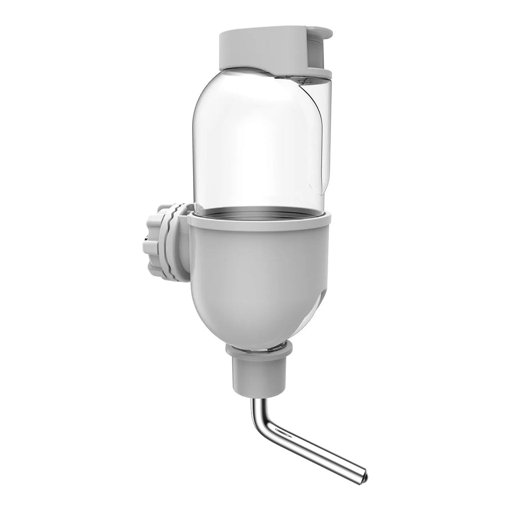 Blue small animal water bottle with rotatable nozzle mounted on cage bars