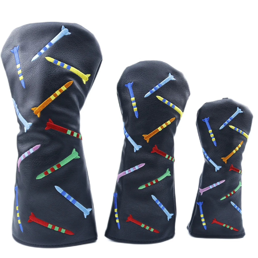 Black and white golf practice pole sets in three sizes for training and fitness