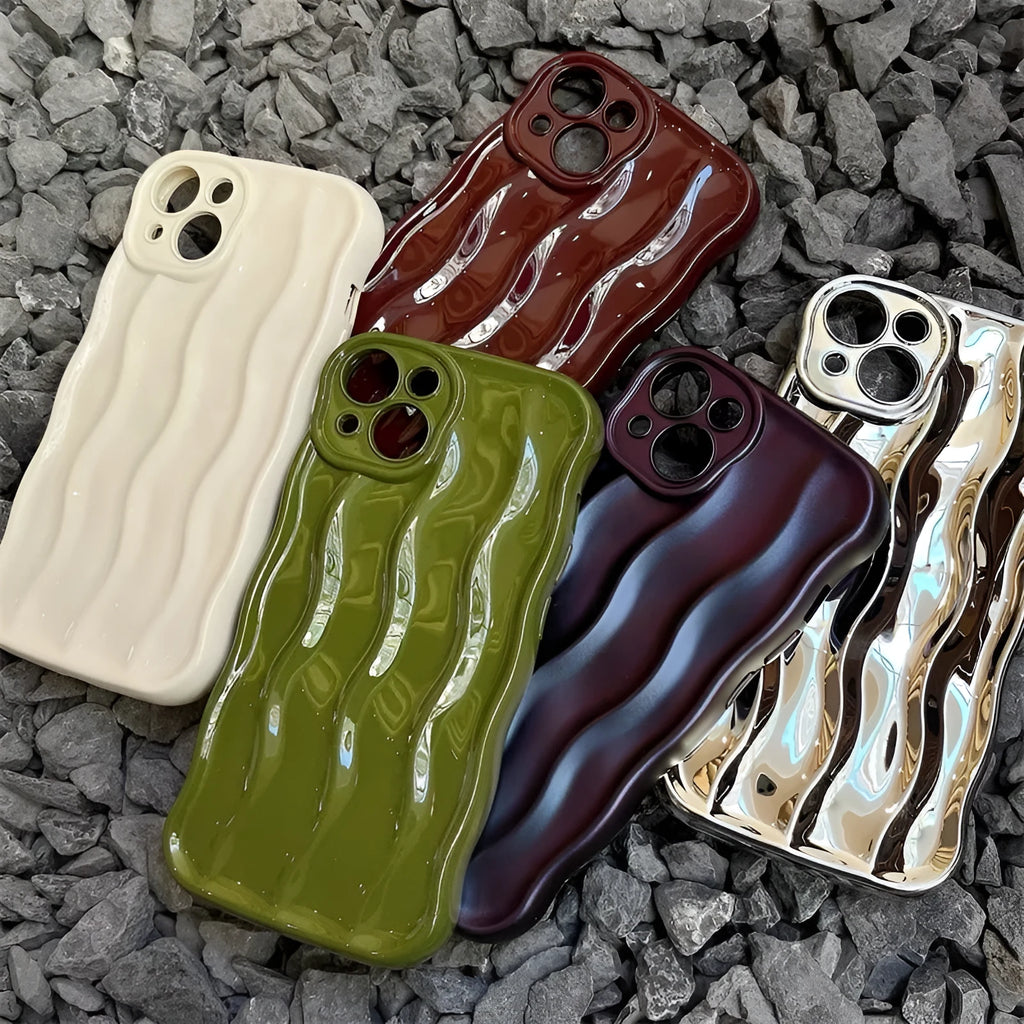 Ripple wave textured silicone phone case for iPhone 17 series in multiple colour options