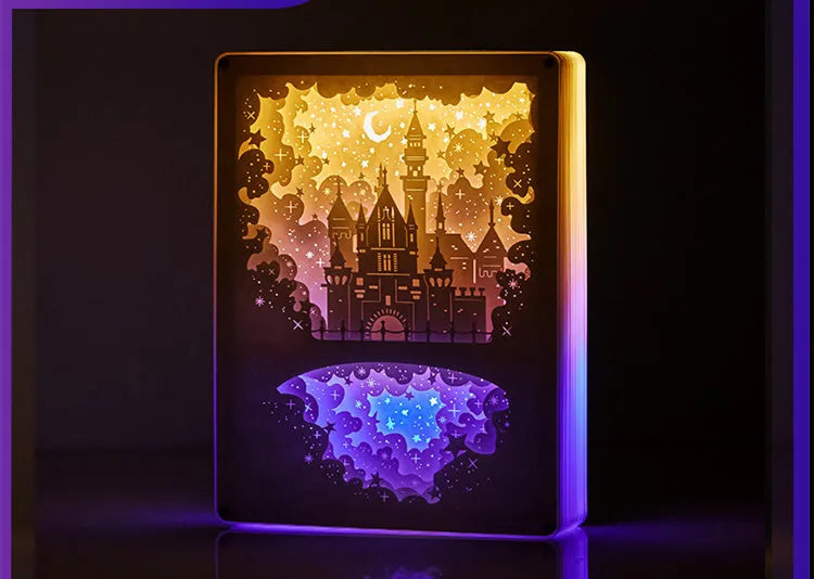 Bedside night light with three-dimensional paper carving design and remote control