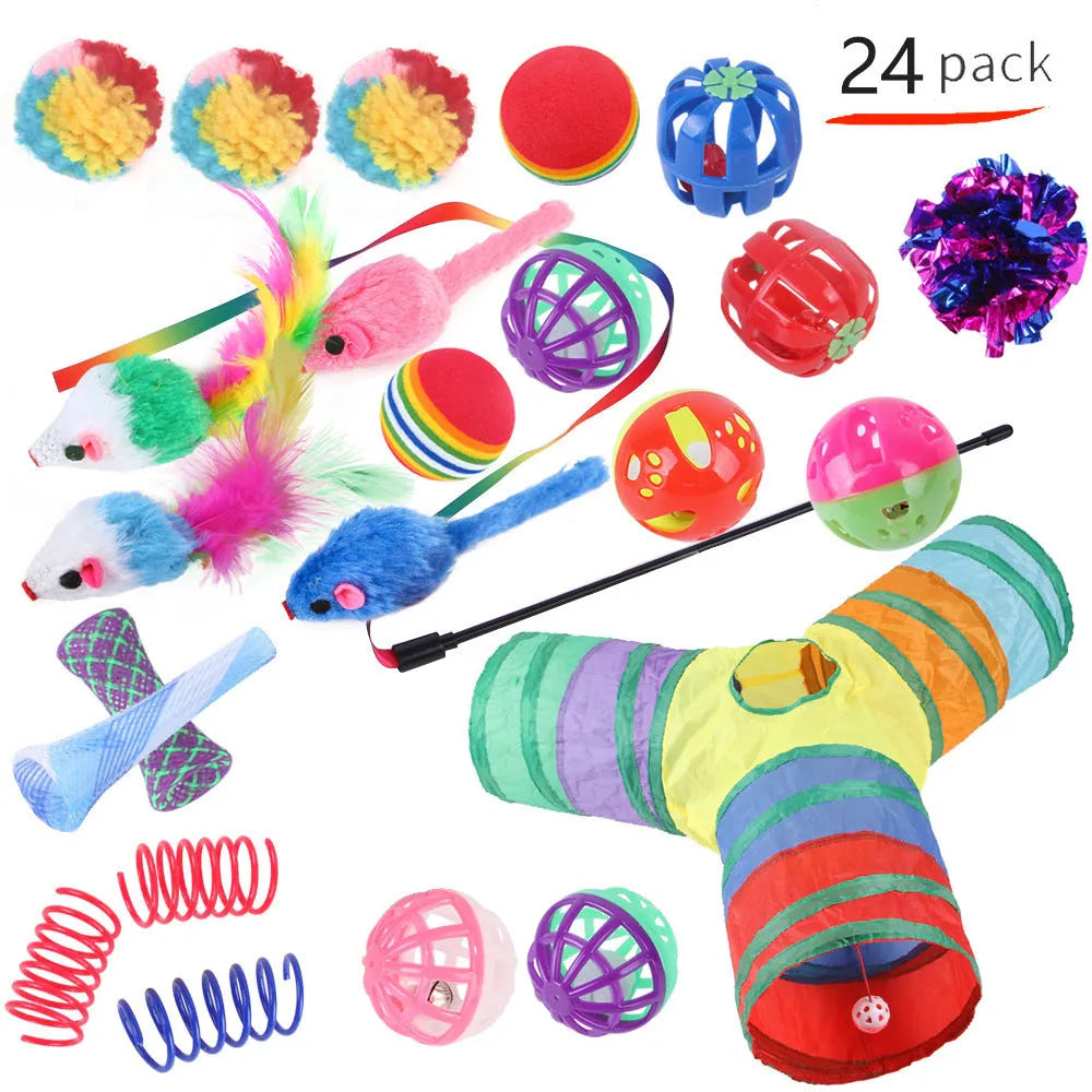 Plastic cat channel toy maze with colourful tracks and accessories for feline play